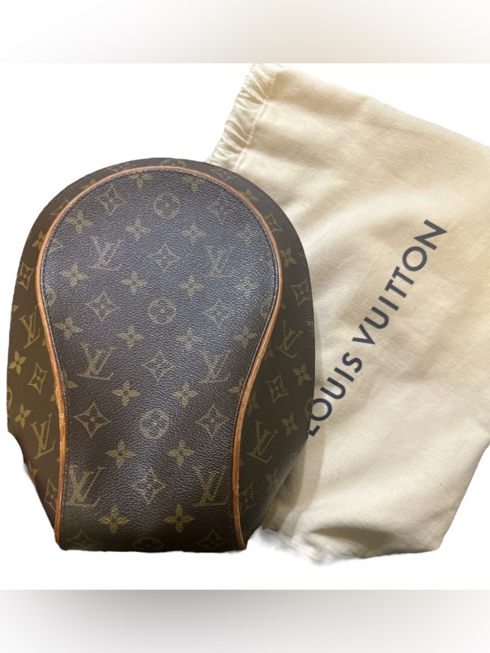 Louis Vuitton Monogram Canvas Round Cosmetic Case in Brown and Tan